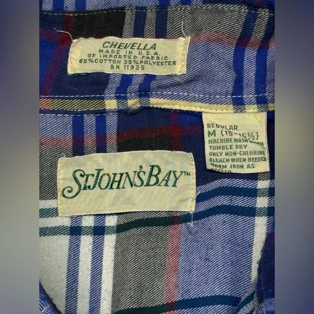 Vintage St John’s Bay Plaid Button Down Shirt Made in USA Medium GUC - Picture 2 of 6